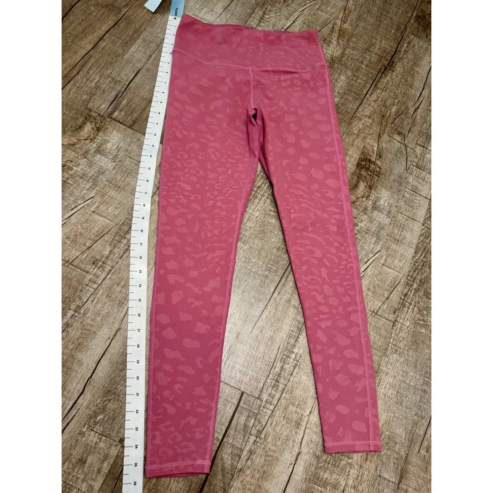 Urban Daizy Womens Pink Leopard Print High Waisted Leggings Small